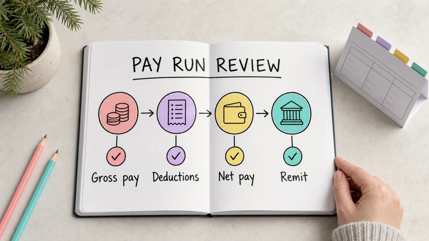 Canada payroll deduction example showing gross pay, deductions, net pay and remittance review