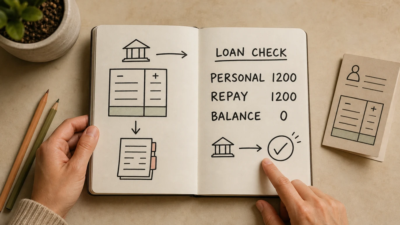 Director loan account example showing a private payment, repayment and nil balance