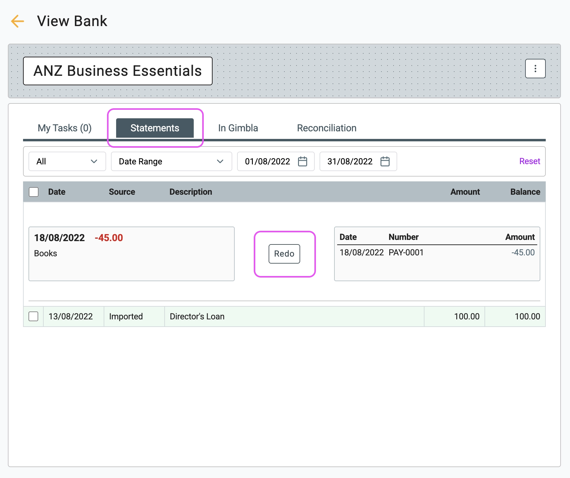 Bank reconciliations