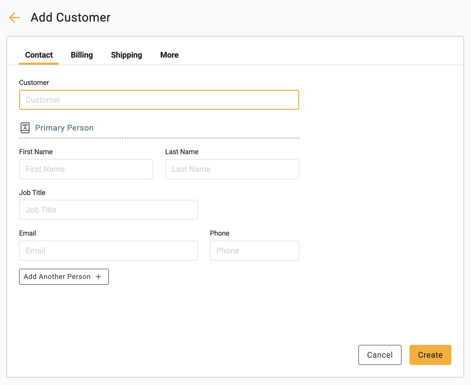 create a customer form