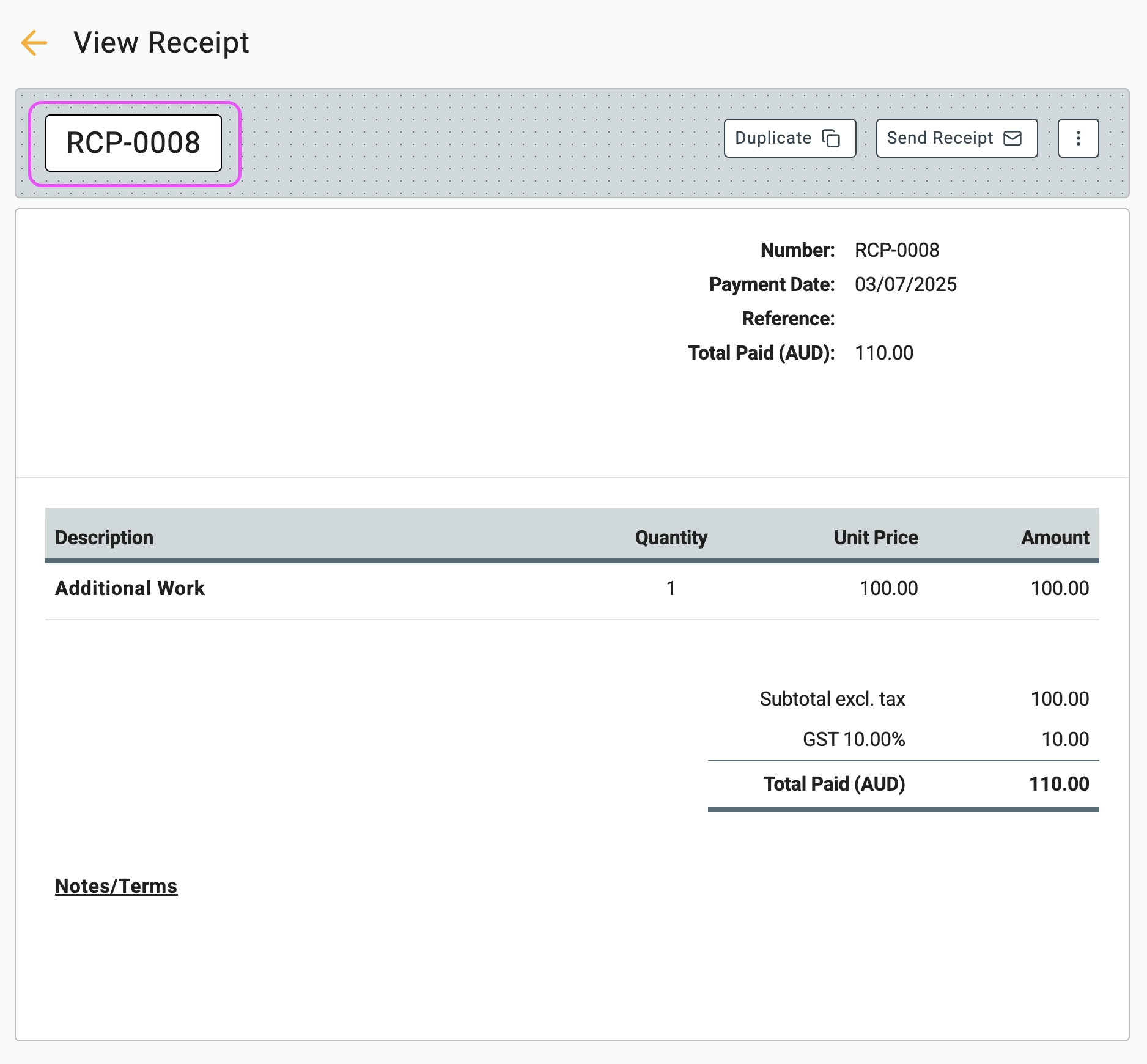 create a direct receipt 3