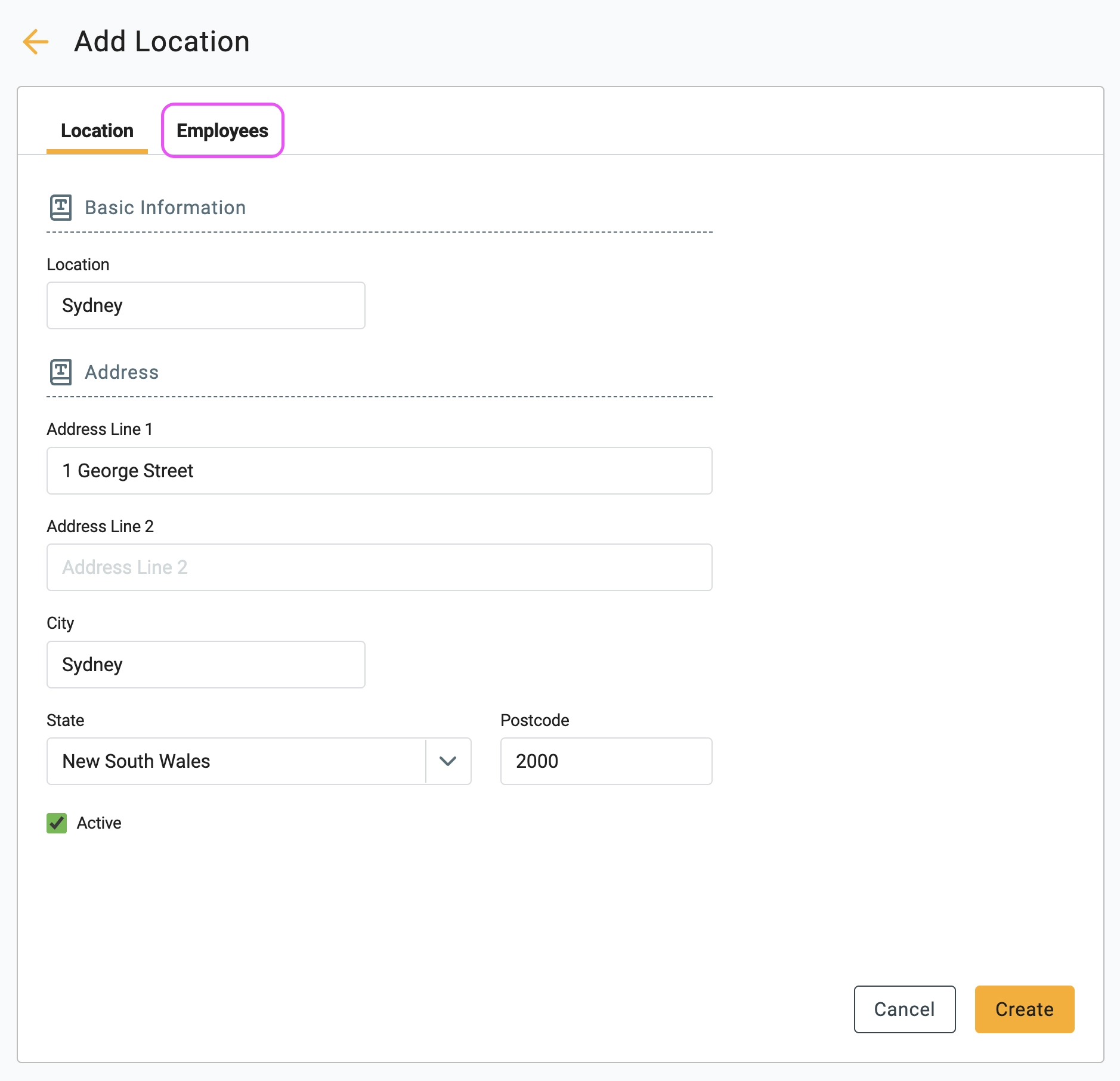 Create a location
