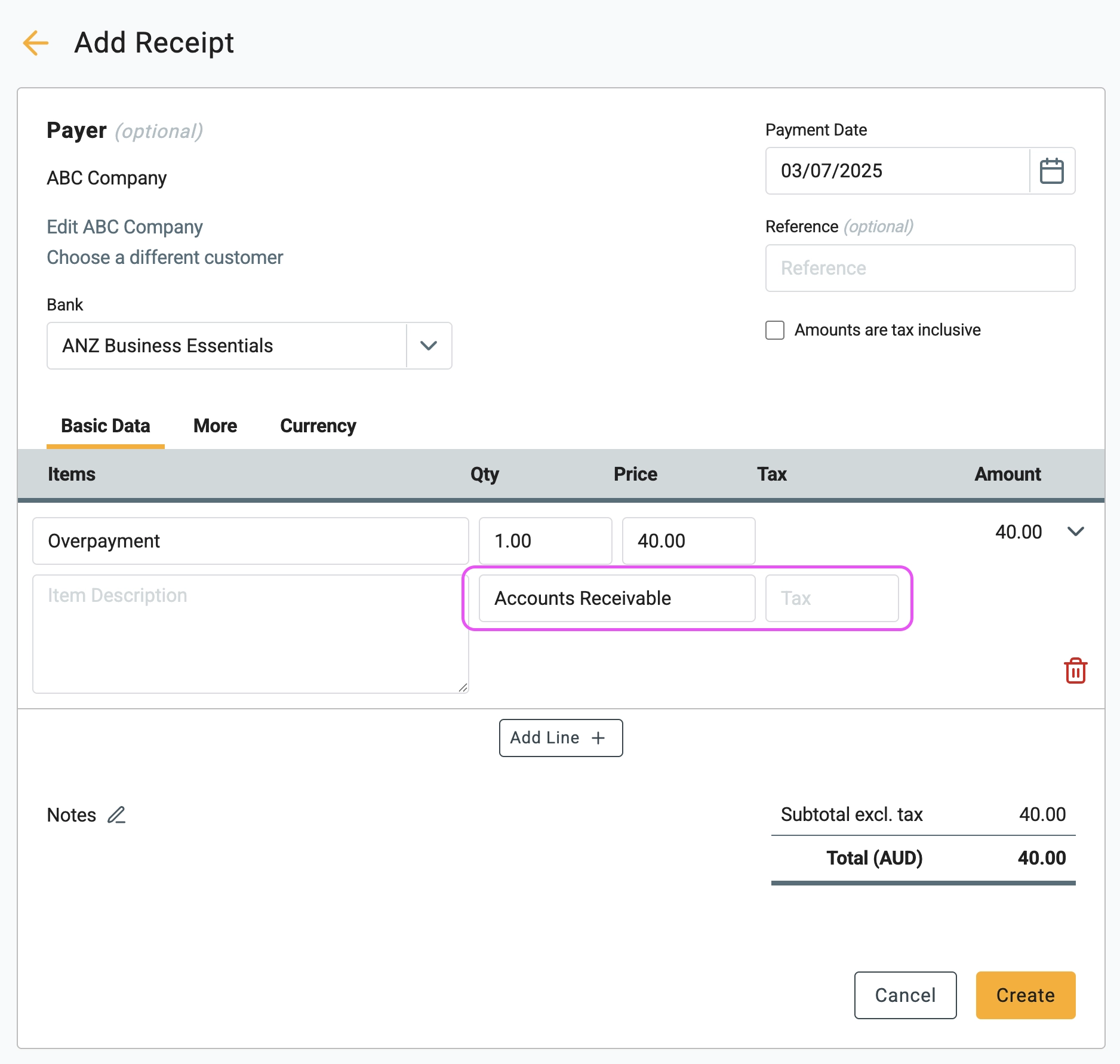 Record an overpayment