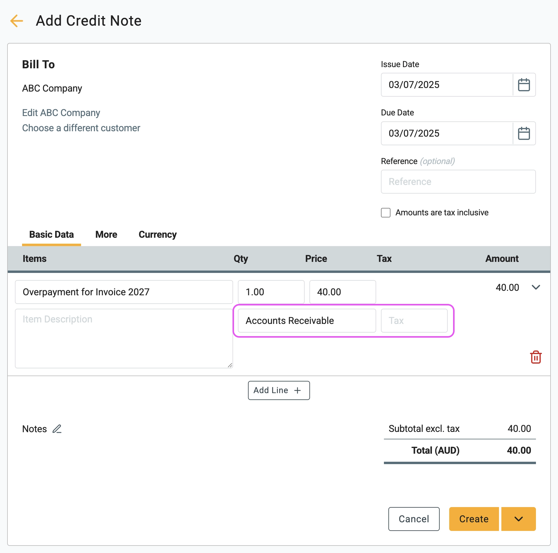 Record an overpayment