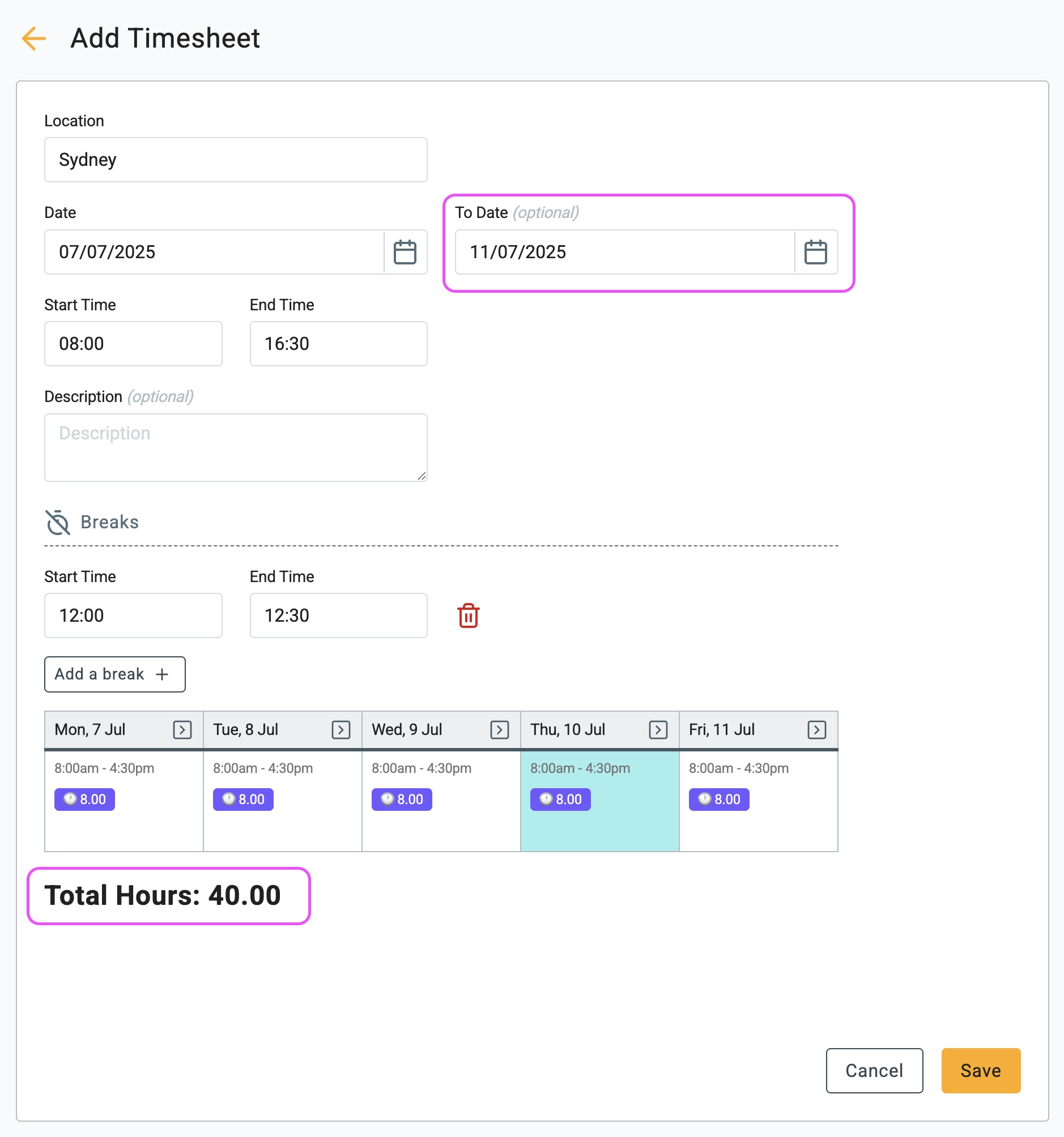 Timesheet (Add & Approve)